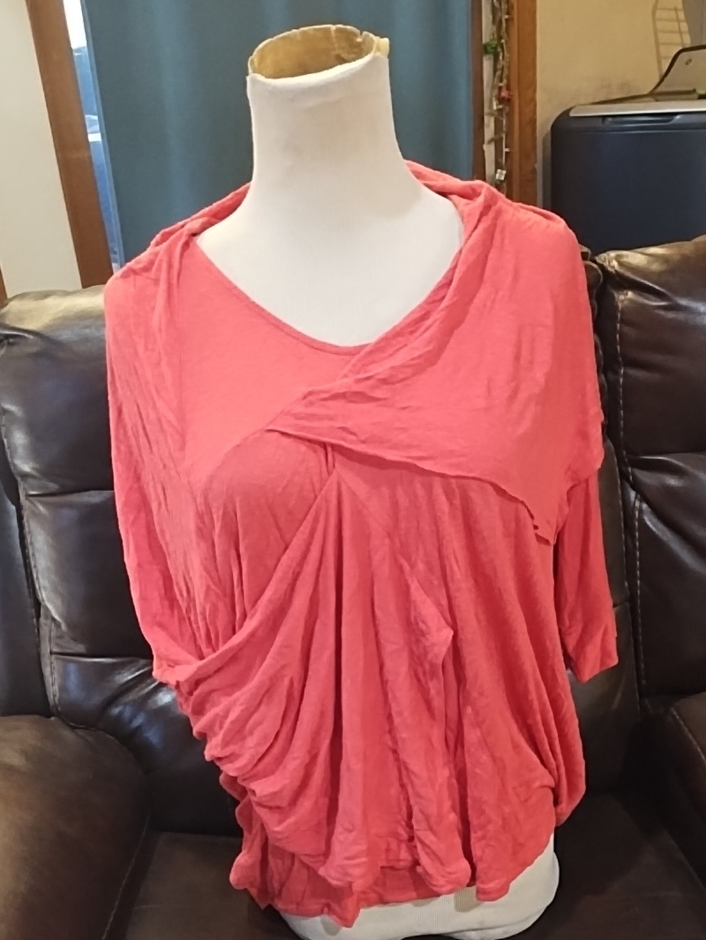 Women's Coral Draped Top